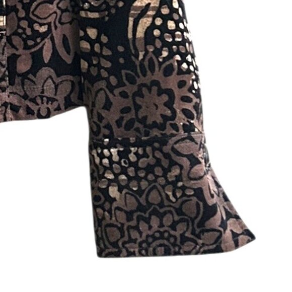 Tribal Brown Velvet Animal Print Cropped Jacket Sz 10 Rocker Goth Edgy Leopard - Picture 4 of 7